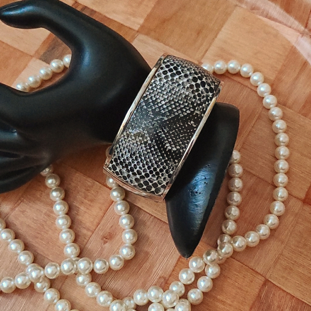 Reptile Print Hinged Bracelet